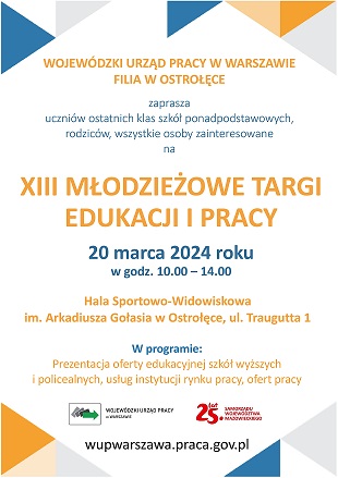 Plakat dotyczący XIII młodzieżowych targów pracy