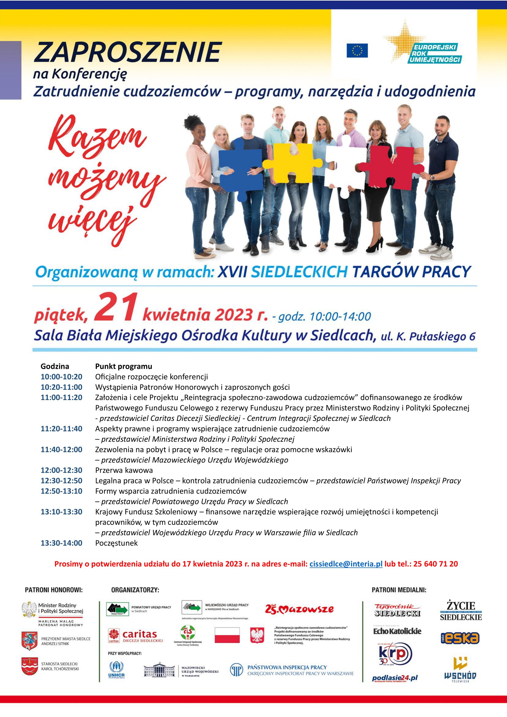 Plakat z zaproszenie na konferencję. Na plakacie informacje dotyczące programu wydarzenia - opis programu znajduje się w artykule